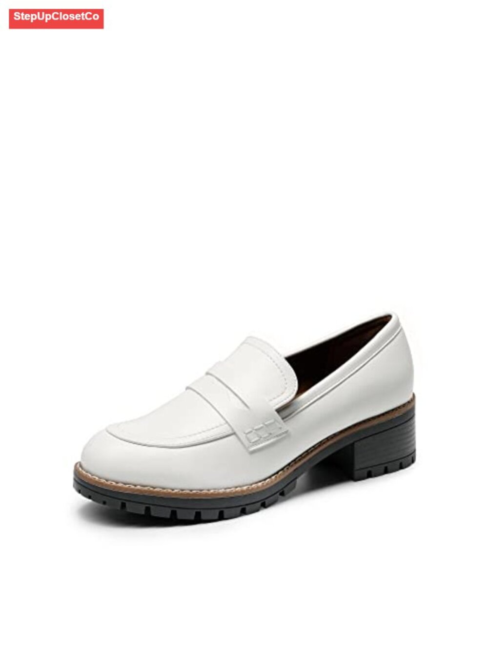 DREAM PAIRS Women's Penny Chunky Loafers PU Slip-On Work Shoes